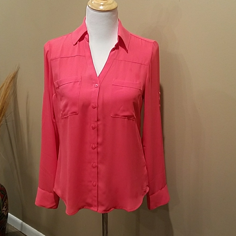 Express Portofino Button Up Coral Color